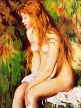 Dana Šlapáková Koupel - Seated Bather - Renoir olej na plátně, 60x80 rám 71x91 (1)